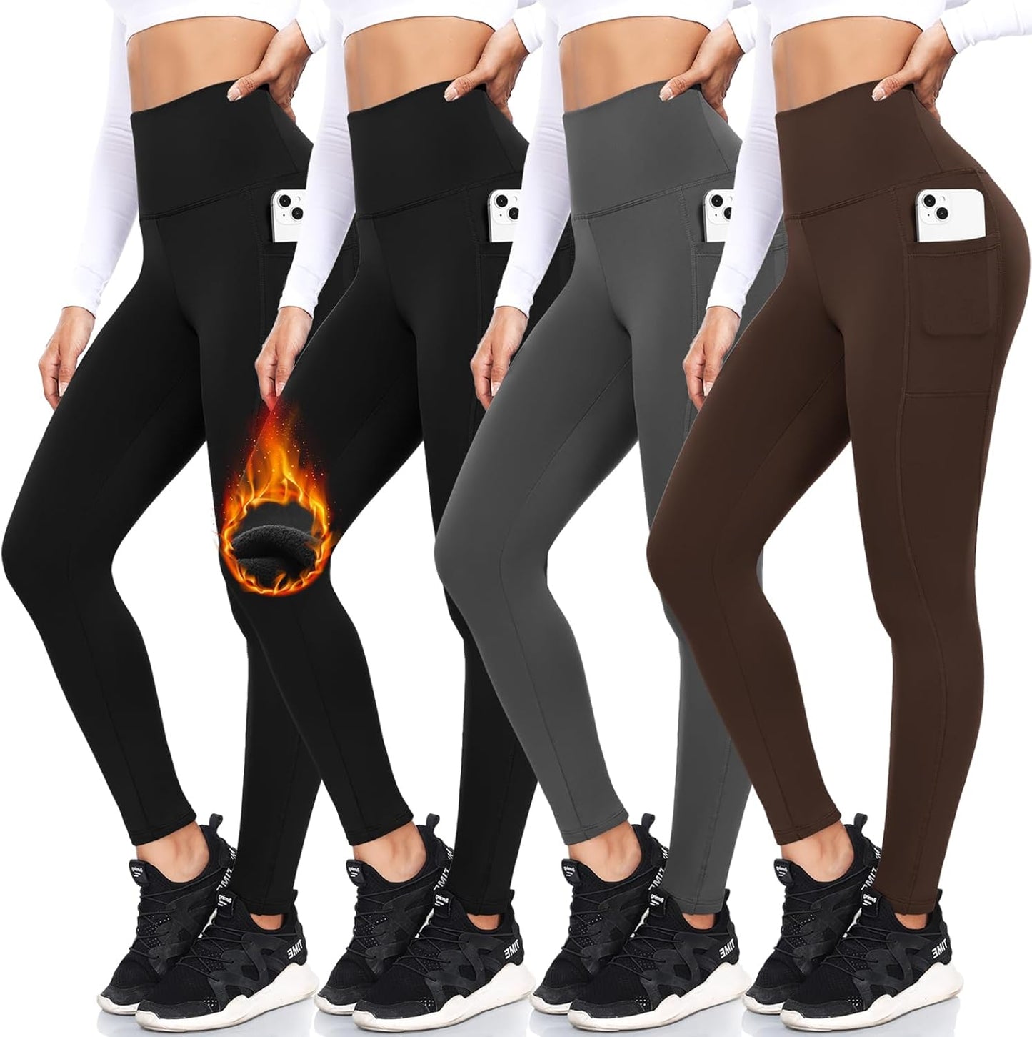 Fleece Lined Leggings with Pockets for Women - Warm & Stylish