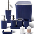 Navy Blue Bathroom Accessories Set - 10PC Gorgeous Bathroom Set