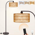 Boho Floor Lamp with Dimmable Bulb and Double Shades - Warm Adjustable
