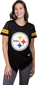 Ultra Game Women's NFL Official Soft Mesh Varsity Stripe T-Shirt TEAM