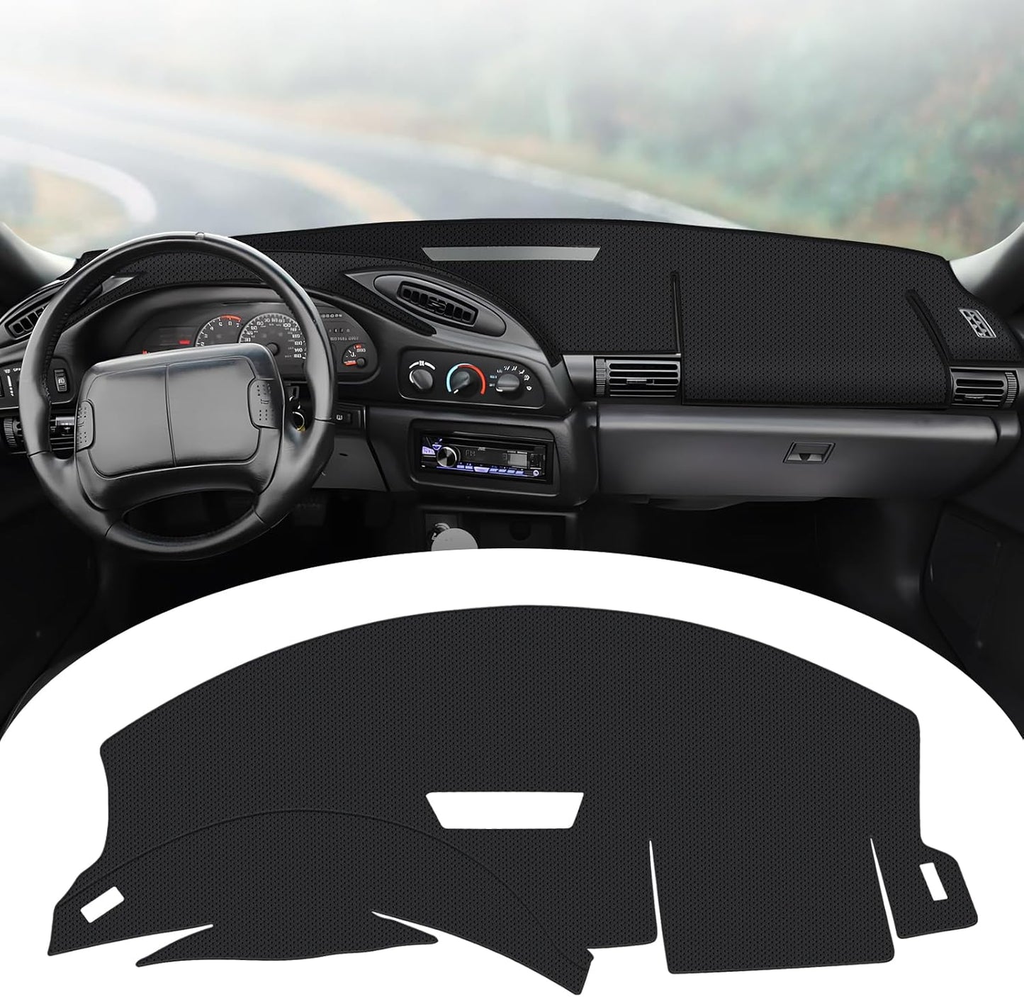 FIILINES Dash Cover for Chevrolet Camaro 1993-1996 - Black Sunshade