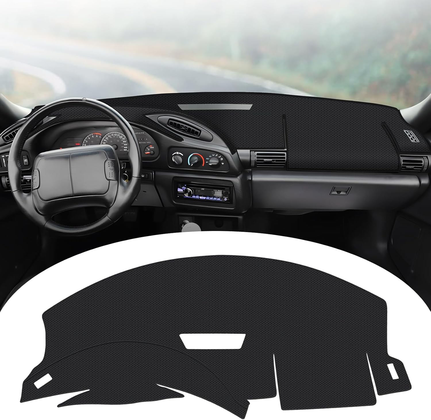 FIILINES Dash Cover for Chevrolet Camaro 1993-1996 - Black Sunshade