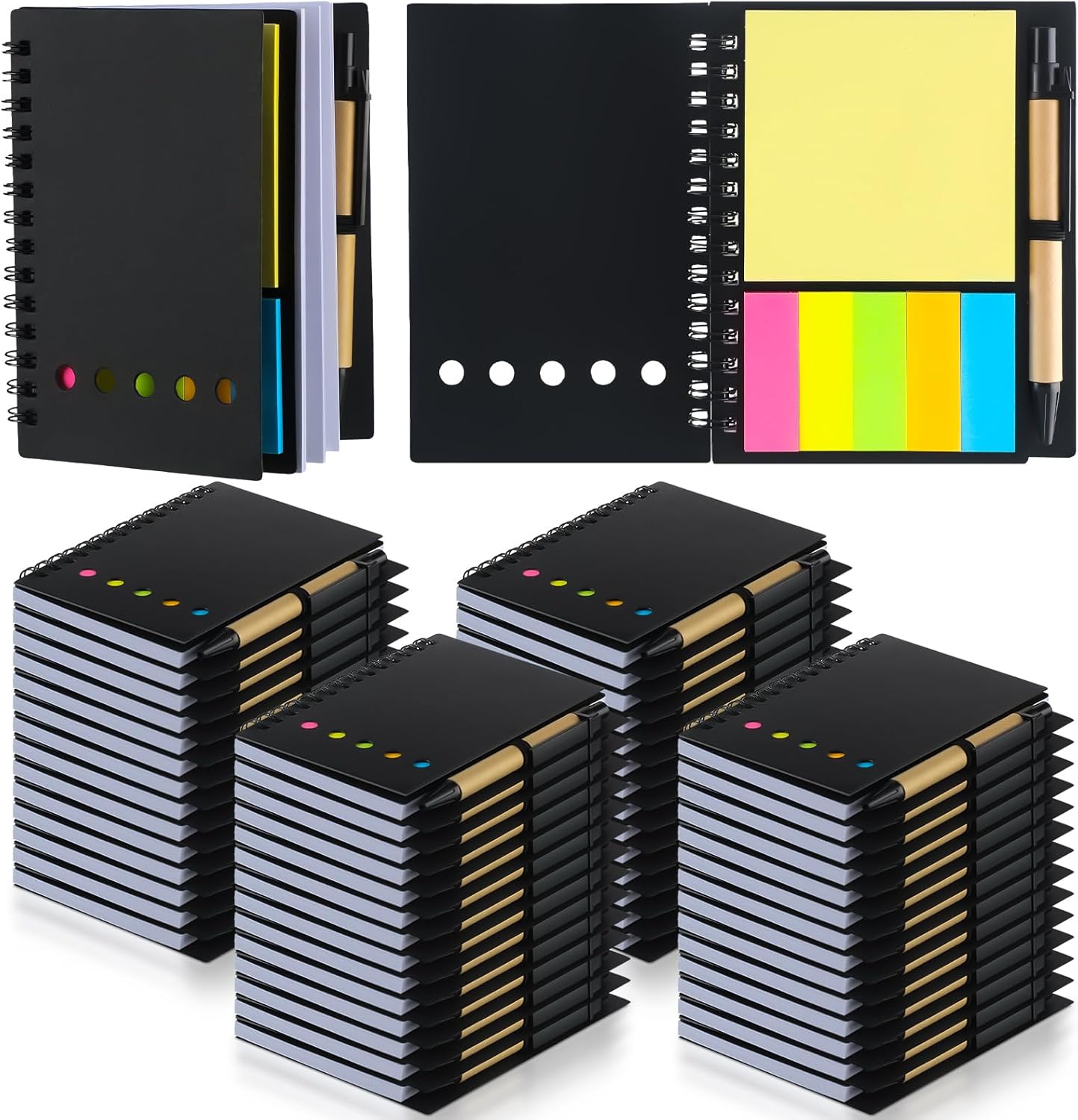Qilery 50 Pack Lined Spiral Notebook Set for Office and School