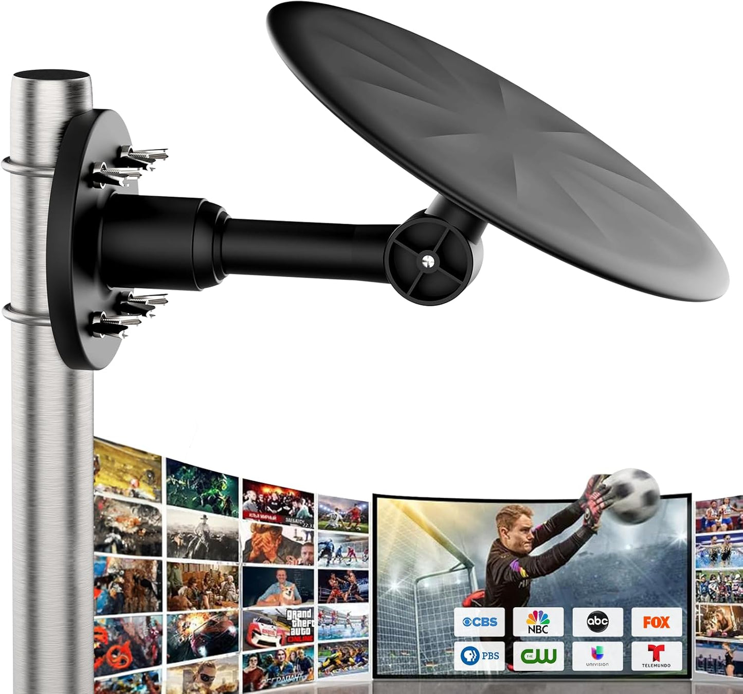 Outdoor Digital TV Antenna Long Range with Amplified Signal Booster