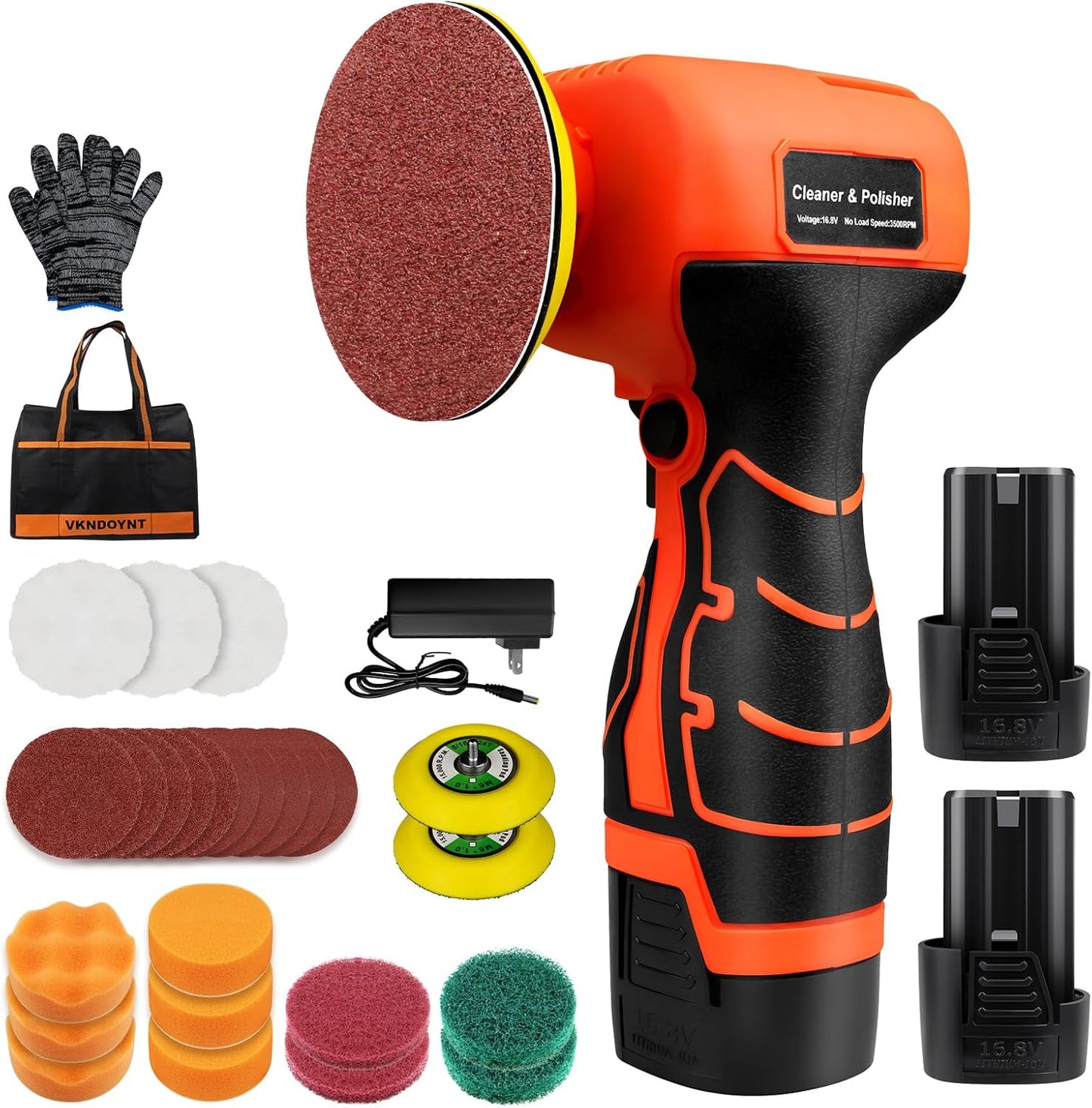 Cordless Sander with 2 Batteries for Polishing and Cleaning