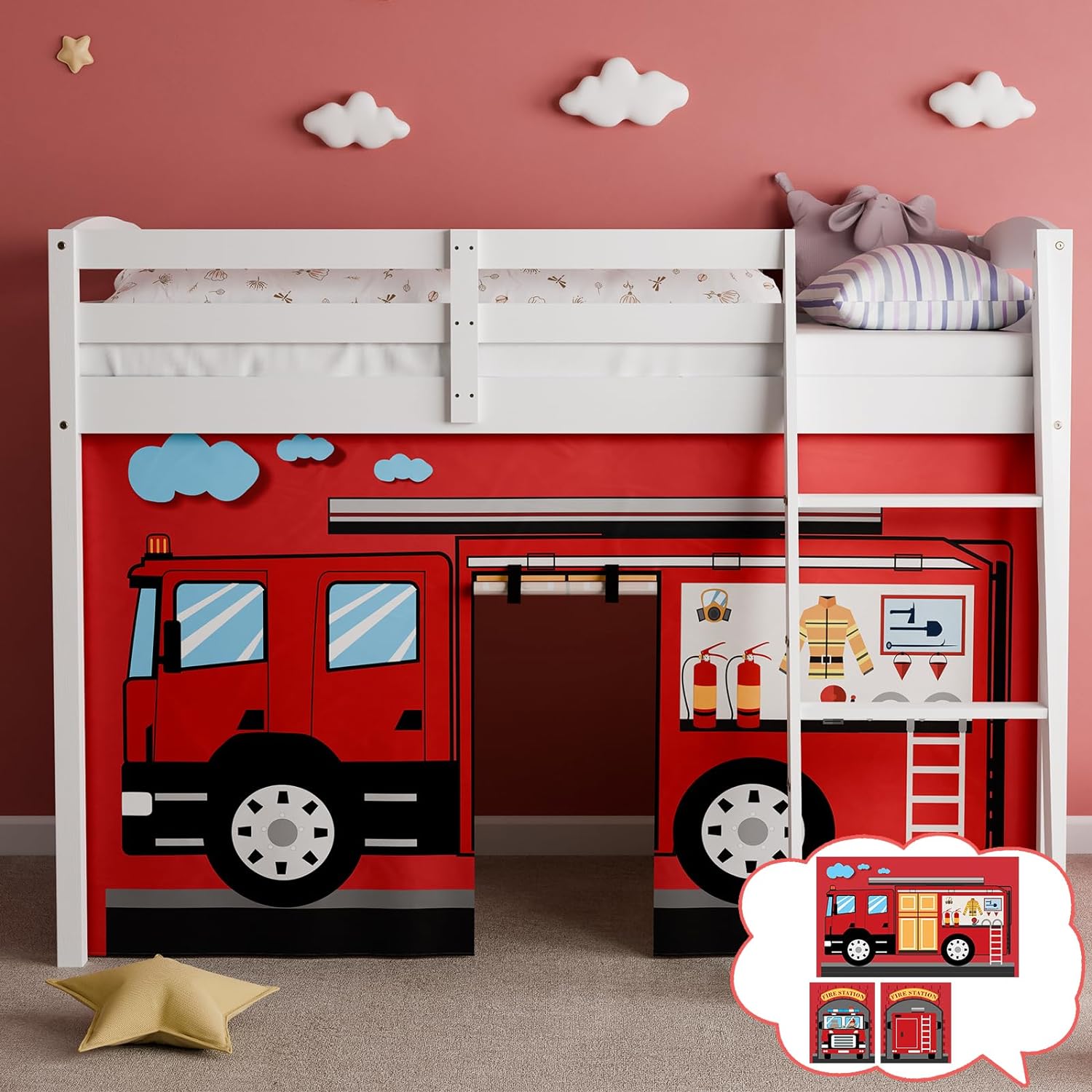 Enhance Imagination with Cartoon Loft Bed Curtains