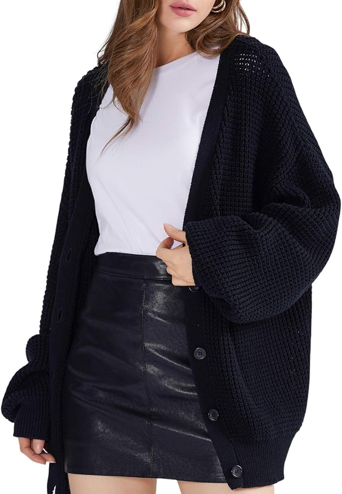 QUALFORT Women's Cardigan Sweater: Cozy Cotton Knit Style