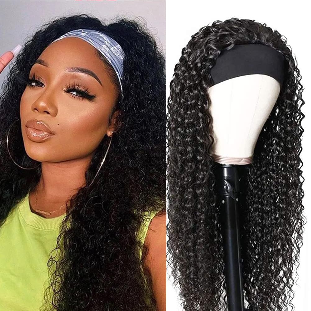 XSY Headband Wig Human Hair Deep Wave for Black Women 26 Inch