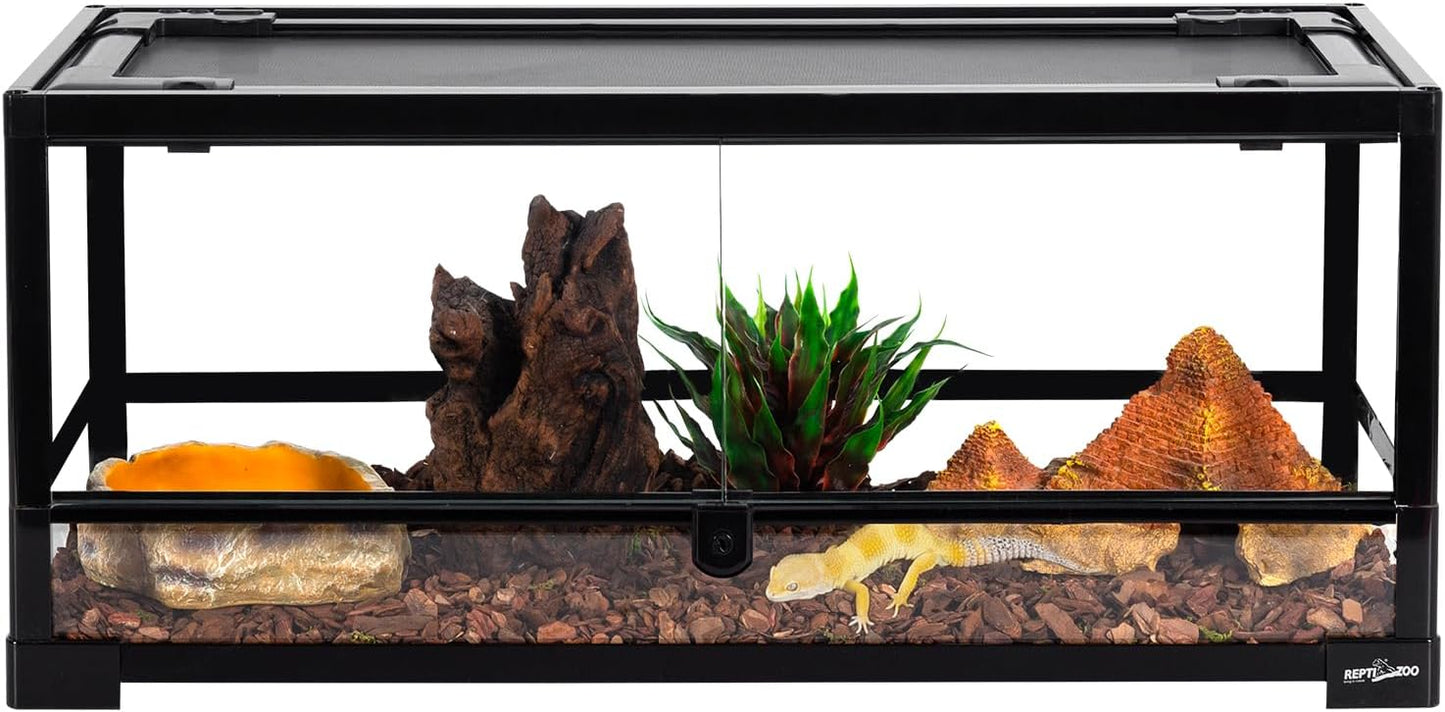 REPTI ZOO 20 Gallon Glass Reptile Terrarium with Front Opening
