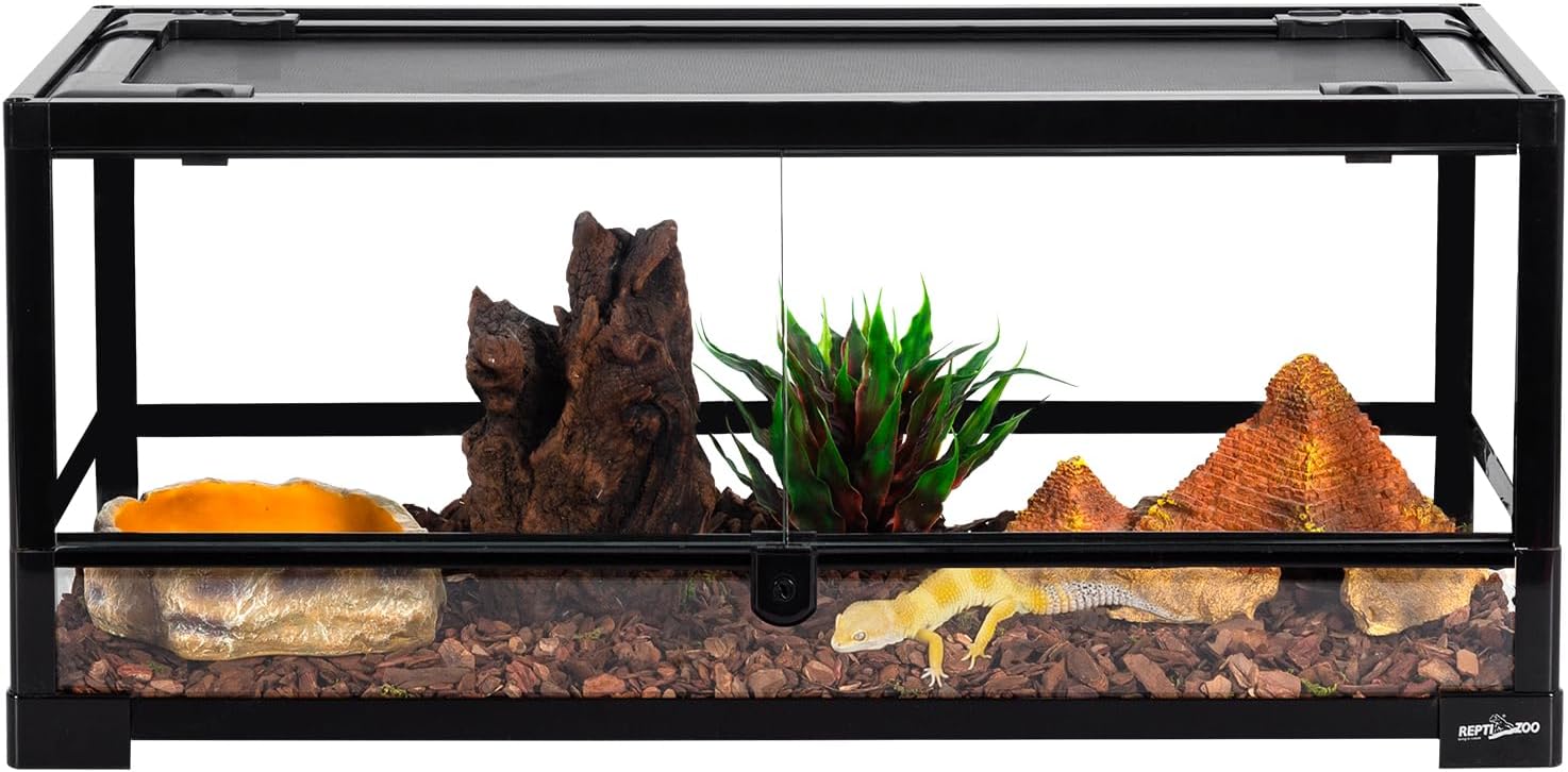REPTI ZOO 20 Gallon Glass Reptile Terrarium with Front Opening