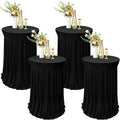 Spandex Cocktail Tablecloths 4-Pack - Stretch Black Skirt Covers