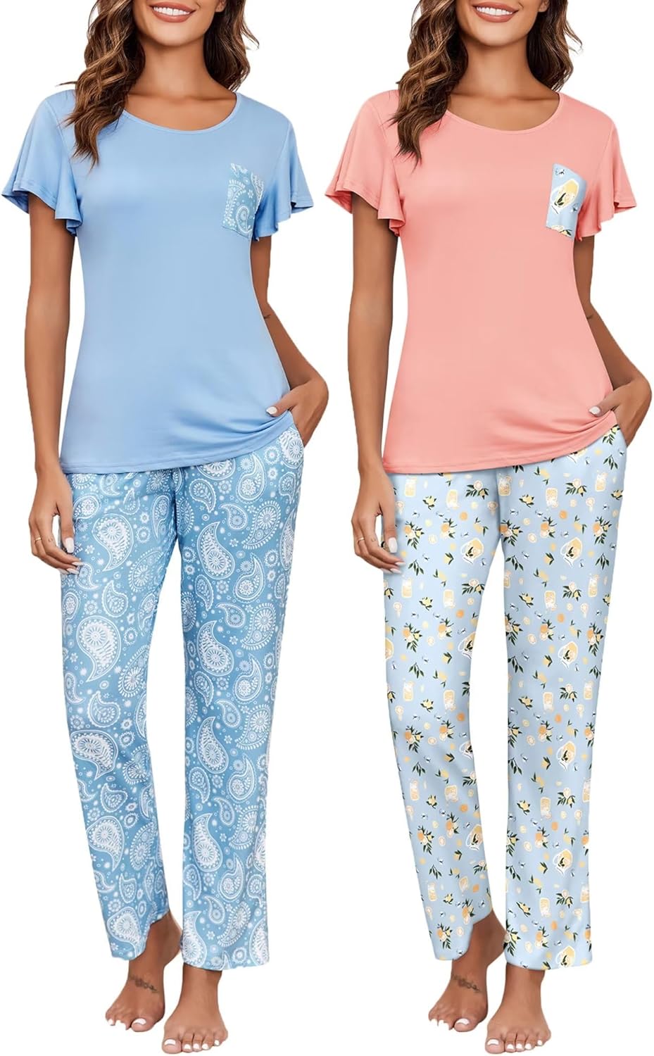 Ekouaer Womens Pajama Sets Soft Sleepwear with Pockets