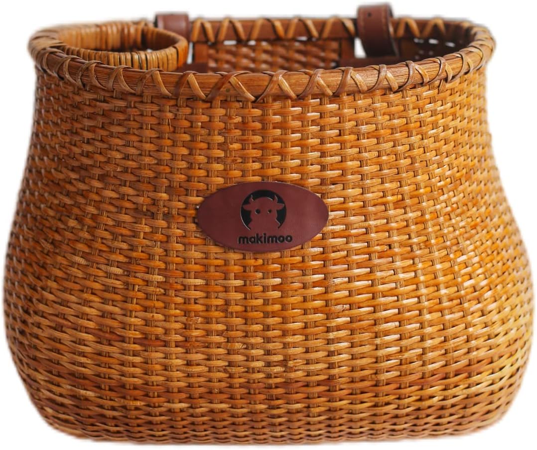Wicker Bicycle Basket with Cup Holder for Beach Cruisers