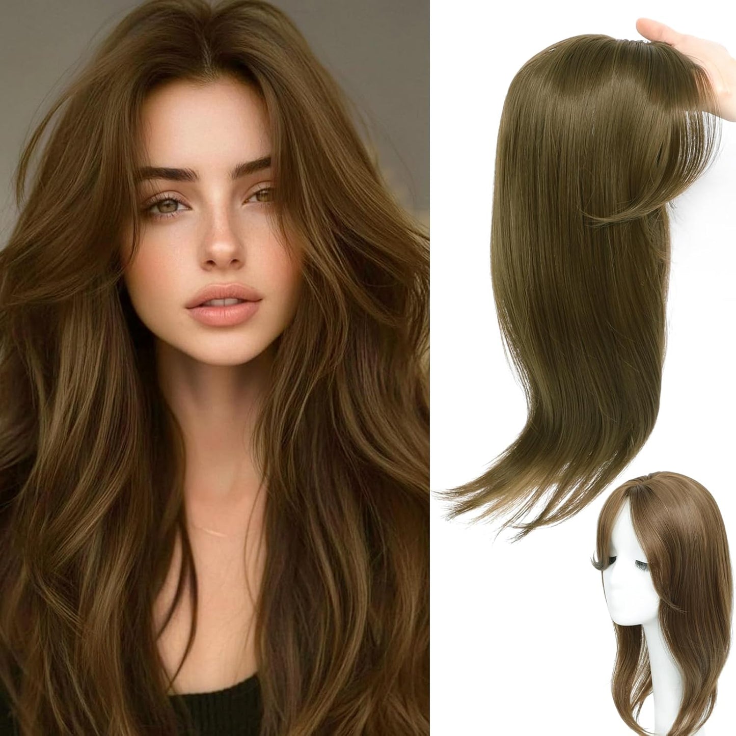 360 3D Hair Toppers for Women with Thinning Hair, 18 Inch