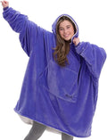 Sherpa Lined Wearable Blanket with Hood - Oversized Cozy Fit