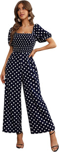 Summer Jumpsuit for Women - Floral Wide Leg Romper with Belt