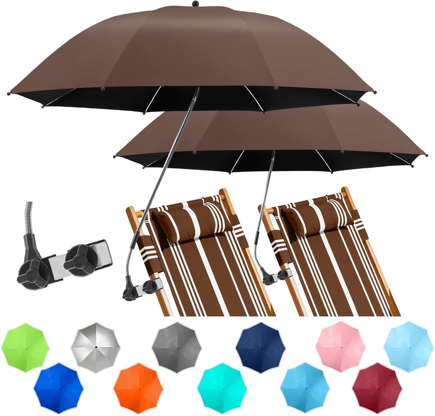 2 Pack Beach Umbrella with Clamp for Ultimate Sun Protection