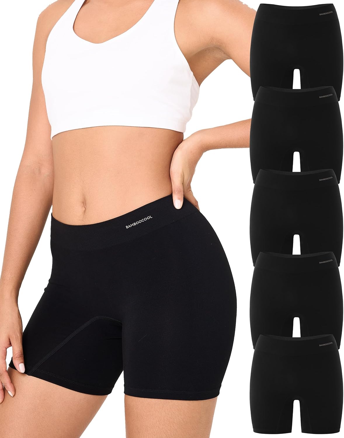 Bamboo Cool Womens Boyshort Panties Seamless Underwear 5 Pack