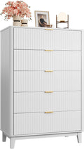 Fluted Dresser with 5 Drawers - Mid Century Modern Storage