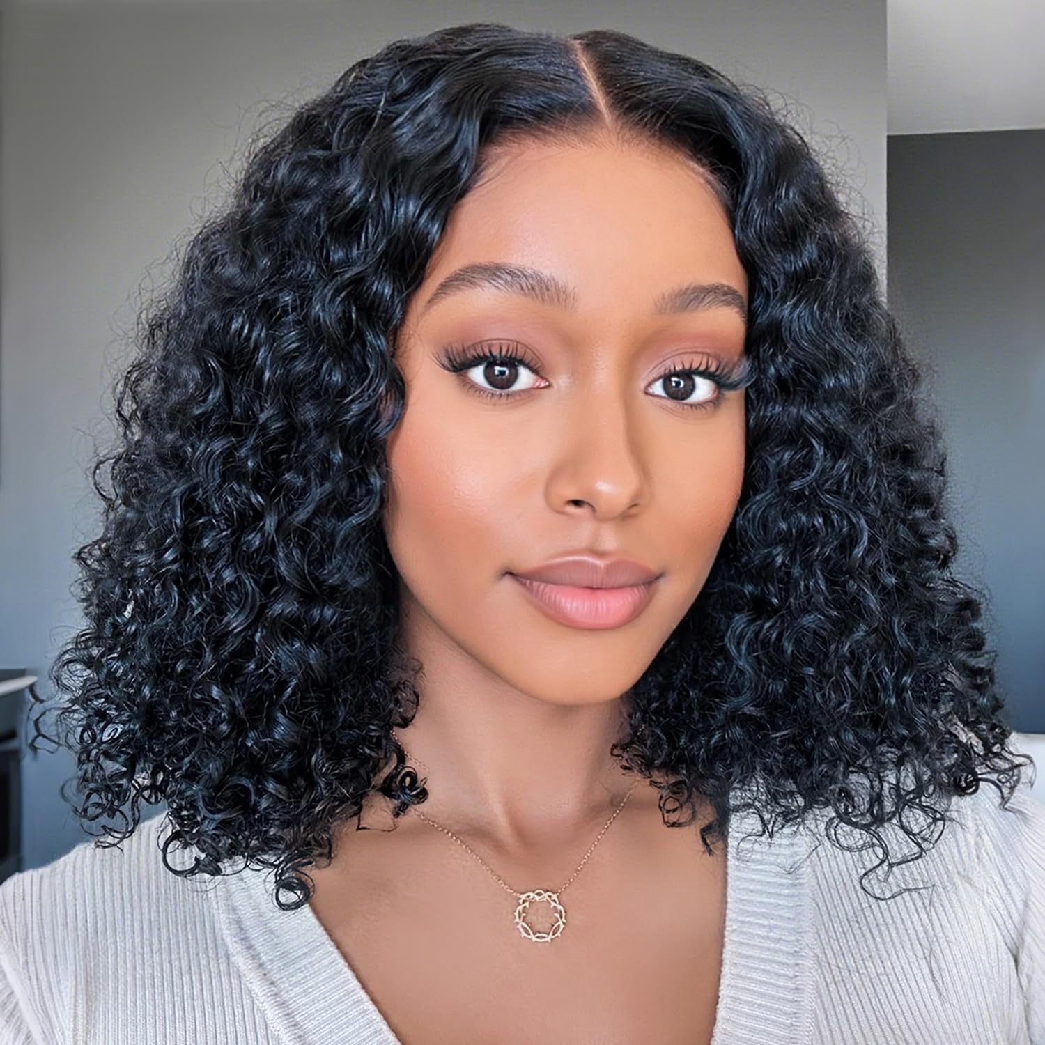 Bob Wig Human Hair 13x6 Lace Frontal Deep Curly Wave 12 Inch