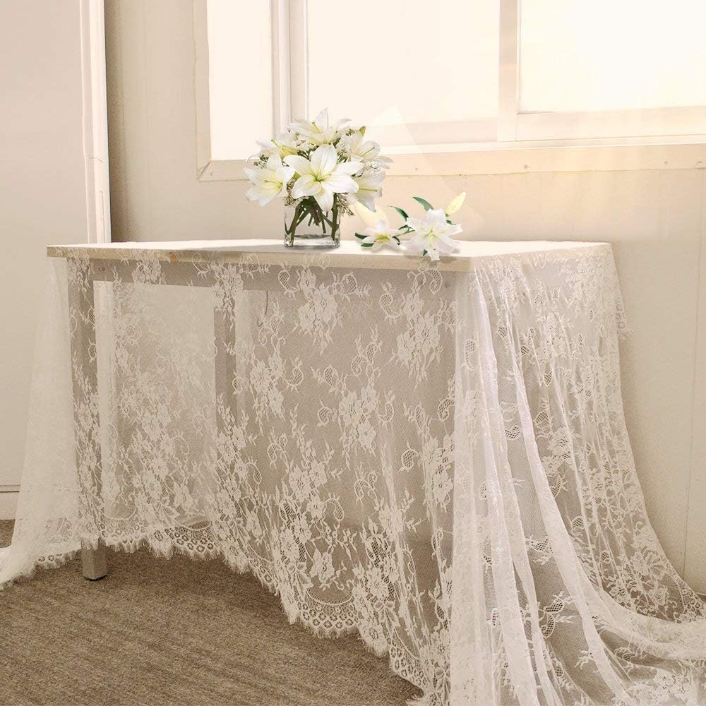 B-COOL Lace White Table Cloth Set for Vintage Wedding Decor