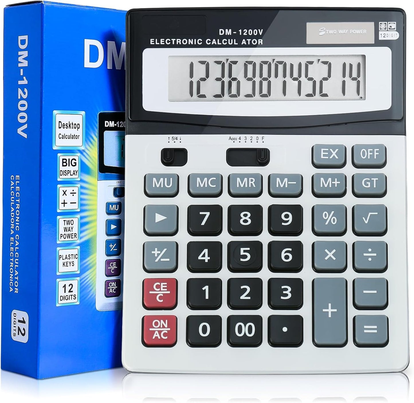 12-Digit Large LCD Dual-Powered Calculator for Easy Office/School Use by Holifeos