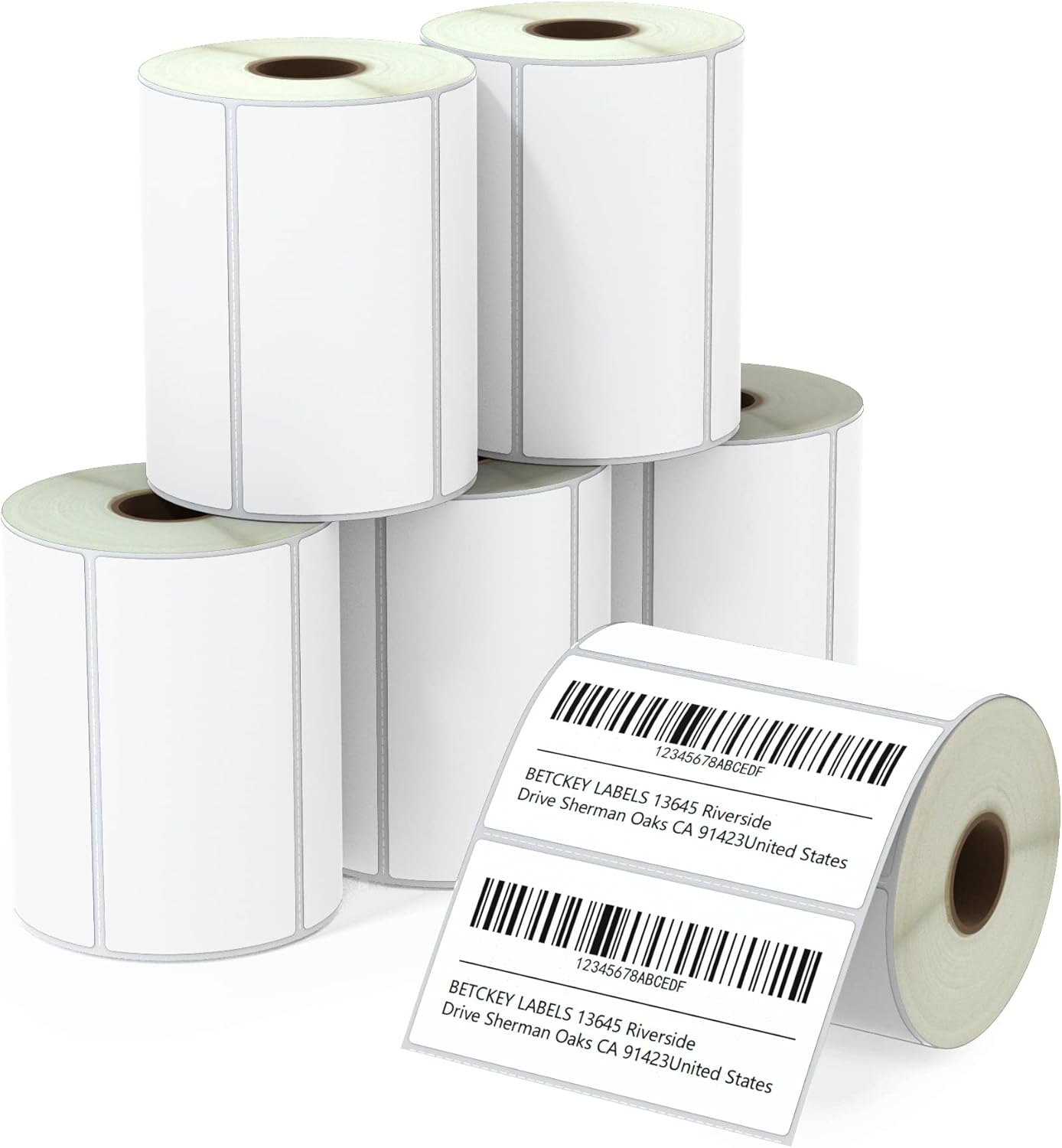 Effortless Labeling: BETCKEY 4x2 Barcode Shipping Labels - 6 Rolls, 4500 Labels