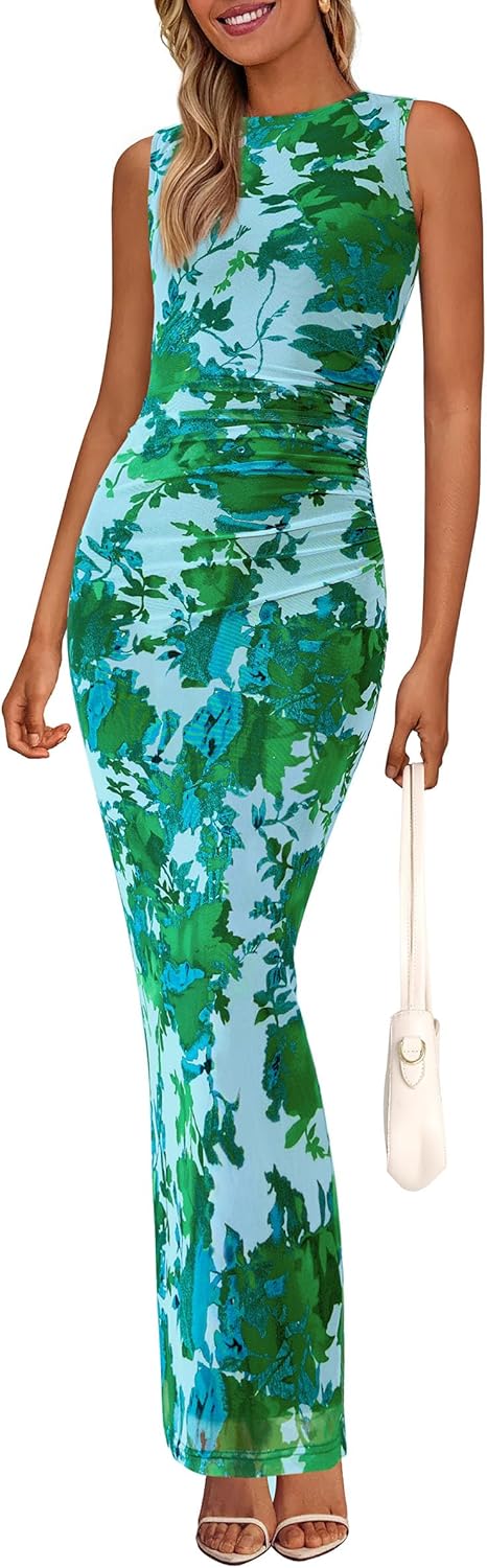 Floral Bodycon Maxi Dress for Women - Perfect Wedding Guest Look