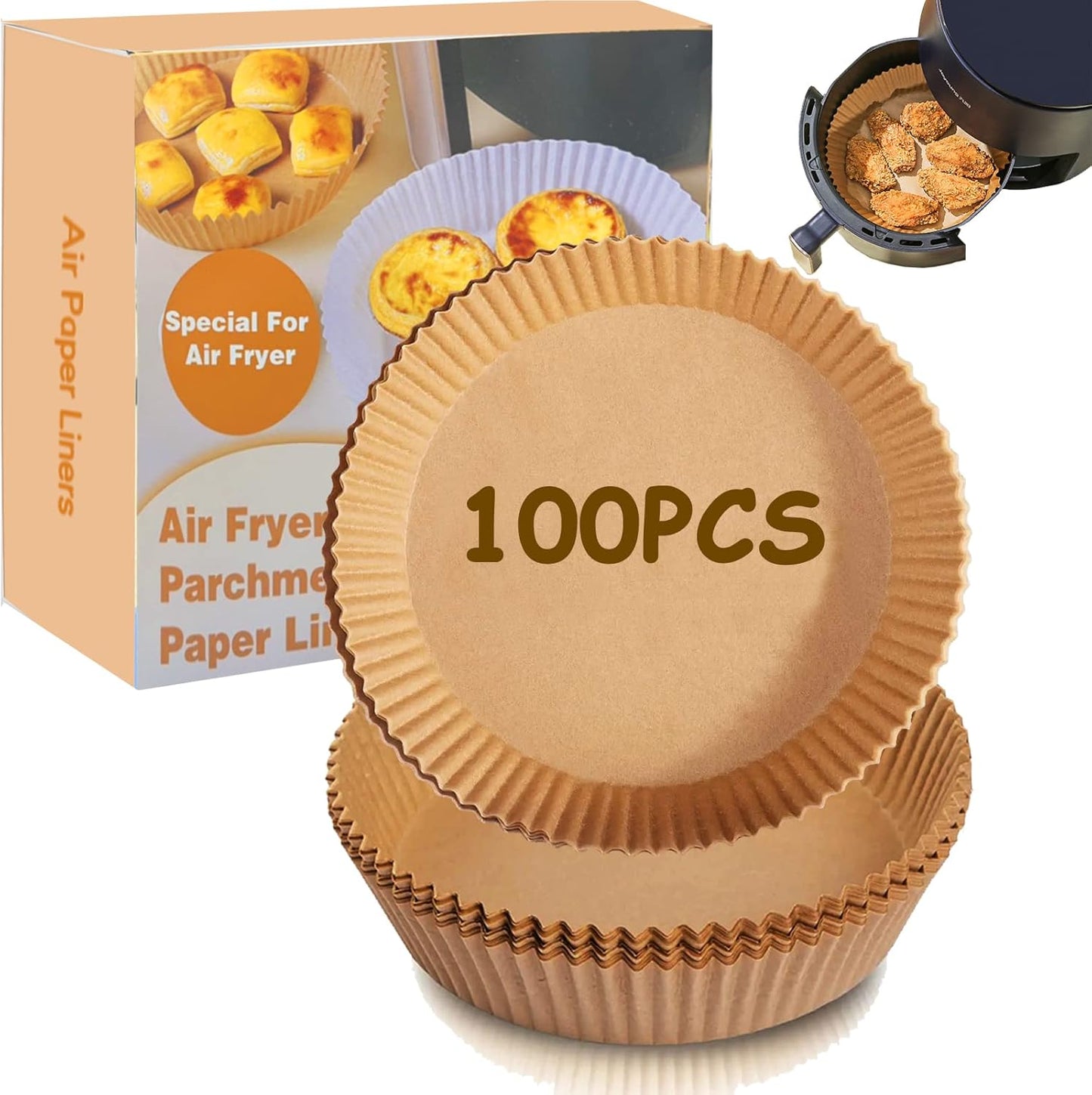 Gropecan 100PCS Air Fryer Liners - Oil & Water-Proof!