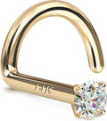 14K Gold Nose Rings Studs for Sensitive Skin with CZ Diamonds