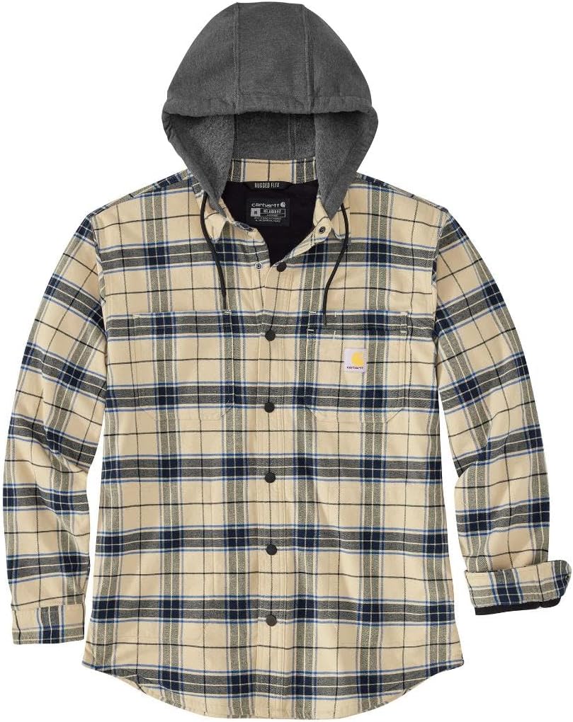 Carhartt Men's Rugged Flex Flannel Fleece Lined Hooded Shirt Jac