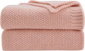 CozeCube Pink Throw Blanket for Couch and Bed - Cozy Cable Knit 60x80