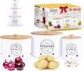 Canister Sets for Kitchen Counter with Bamboo Lids - Stackable Pantry