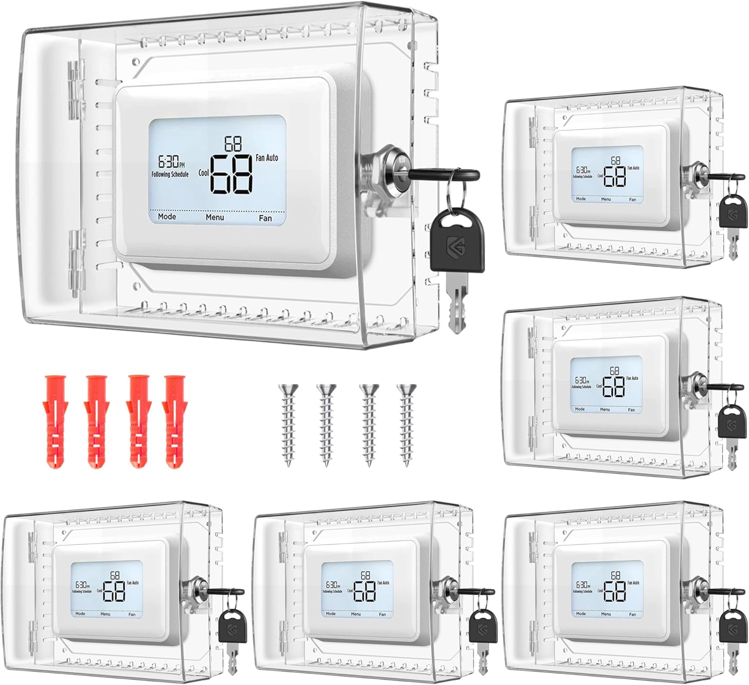 6 PCS Large Thermostat Lock Box Cover with Key for Home Use