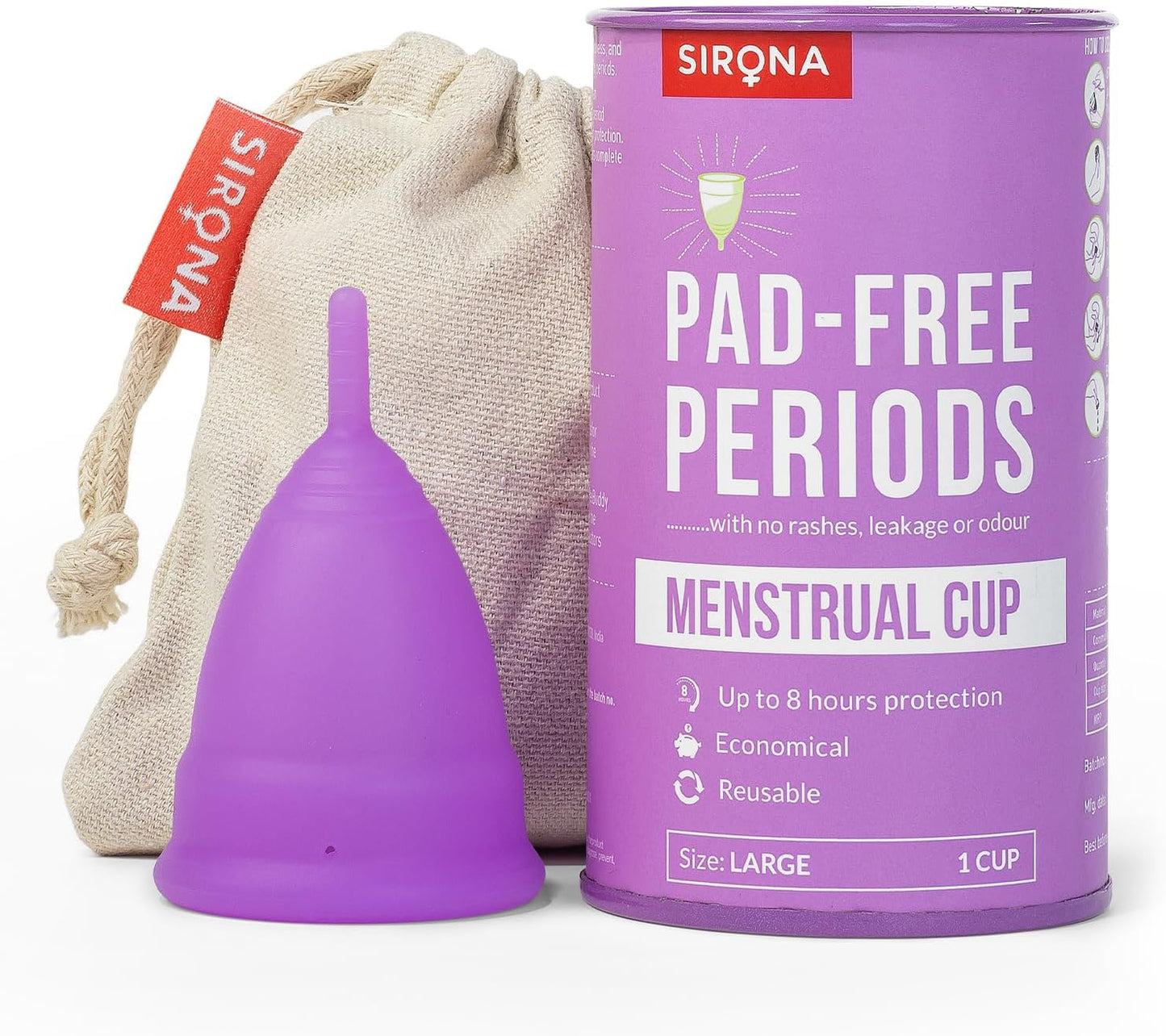 Sirona Large Menstrual Cup: Leak-Proof & Comfortable