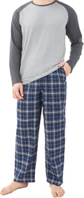 DAVID ARCHY Mens Pajamas Set - Soft Flannel Pants with Cotton Top