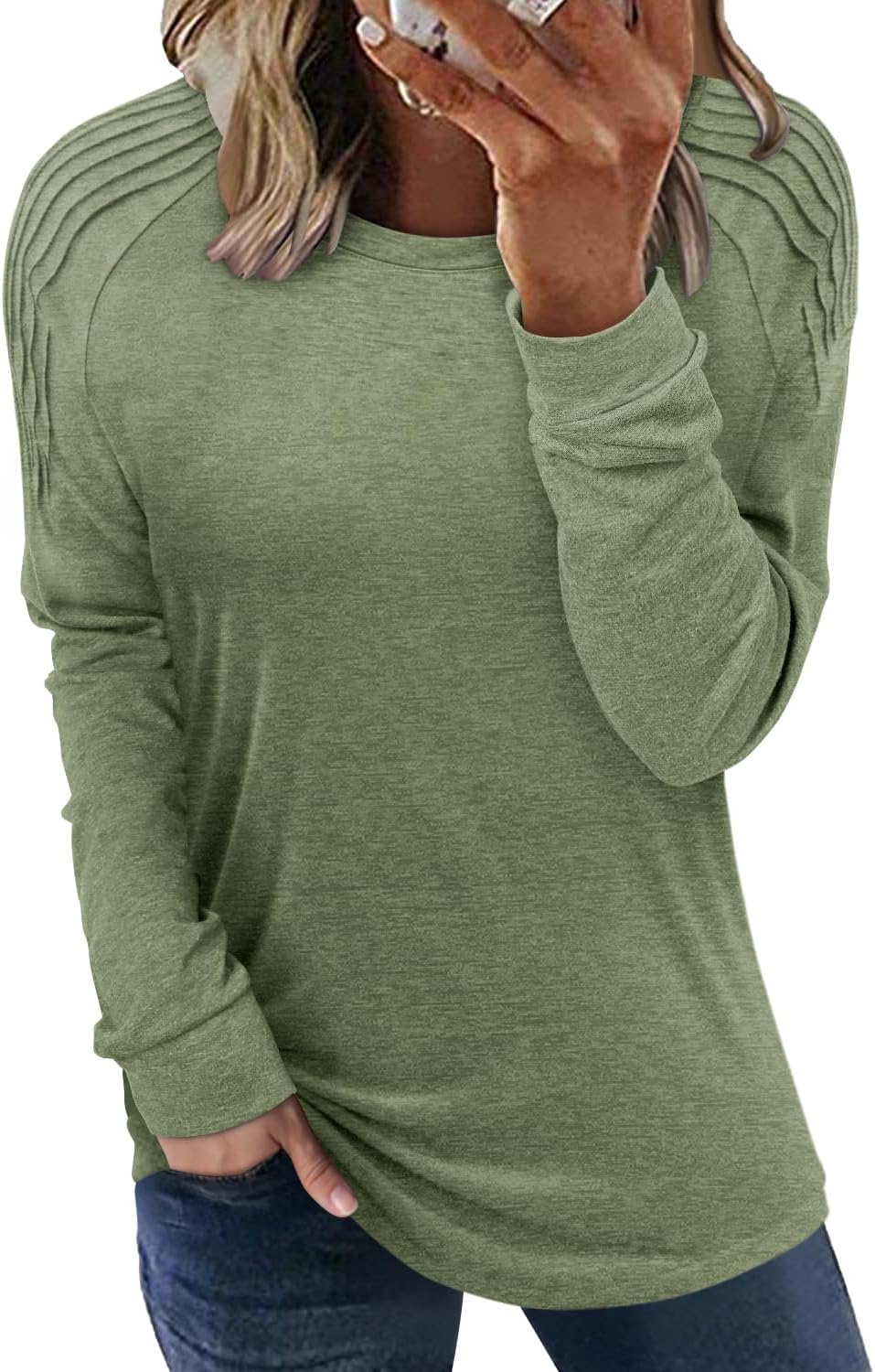 Stylish Pleated Long Sleeve Top for Women
