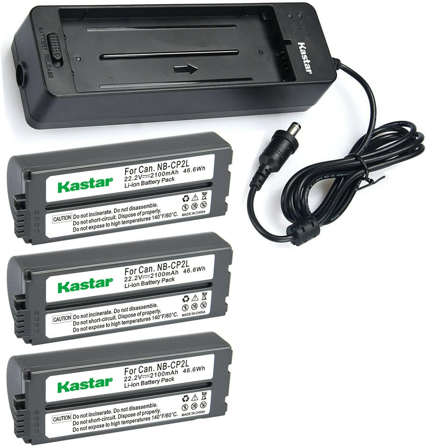 Kastar 3-Pack NB-CP2L Battery and CG-CP200 Charger for Canon