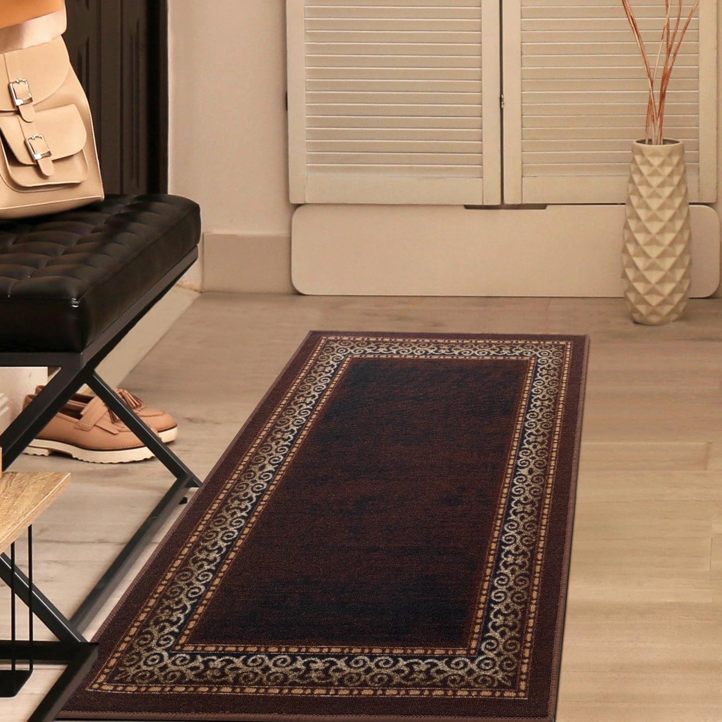 Antep Rugs Bordered Modern Non-Slip Kitchen Area Rug 2x4