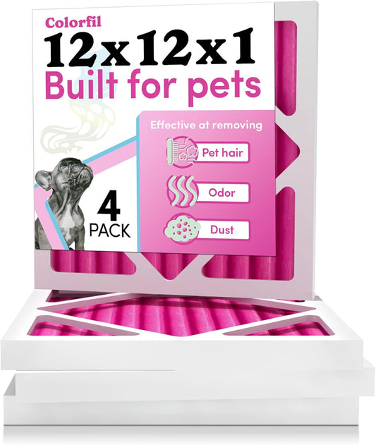 Colorfil 12x12x1 Air Filter 4-Pack for Pet Odor Removal