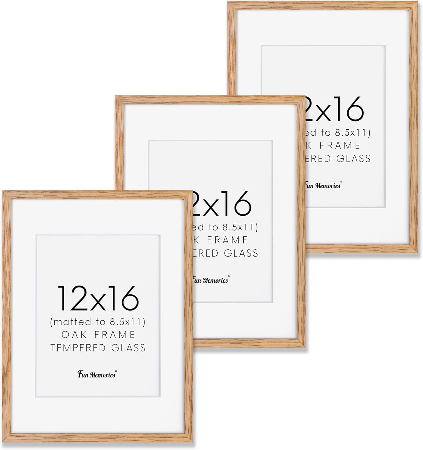 Natural Oak Wood 12x16 Picture Frame Set of 3 for Home Decor