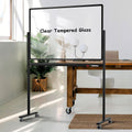 Mobile Clear Glass Whiteboard on Wheels - 48in x 32in Dry Erase Board