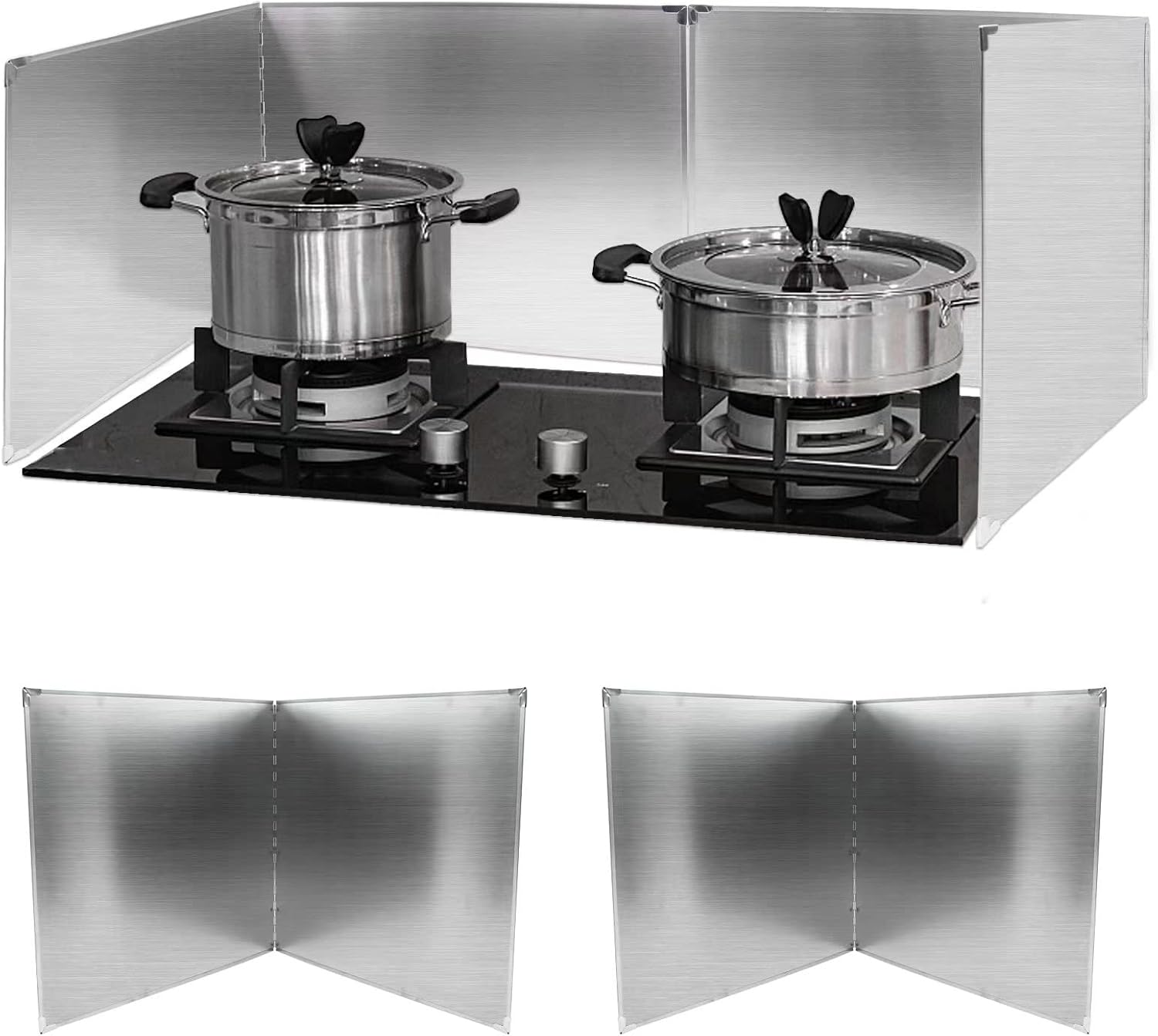 Amundo Stainless Steel Foldable Splatter Guard Set