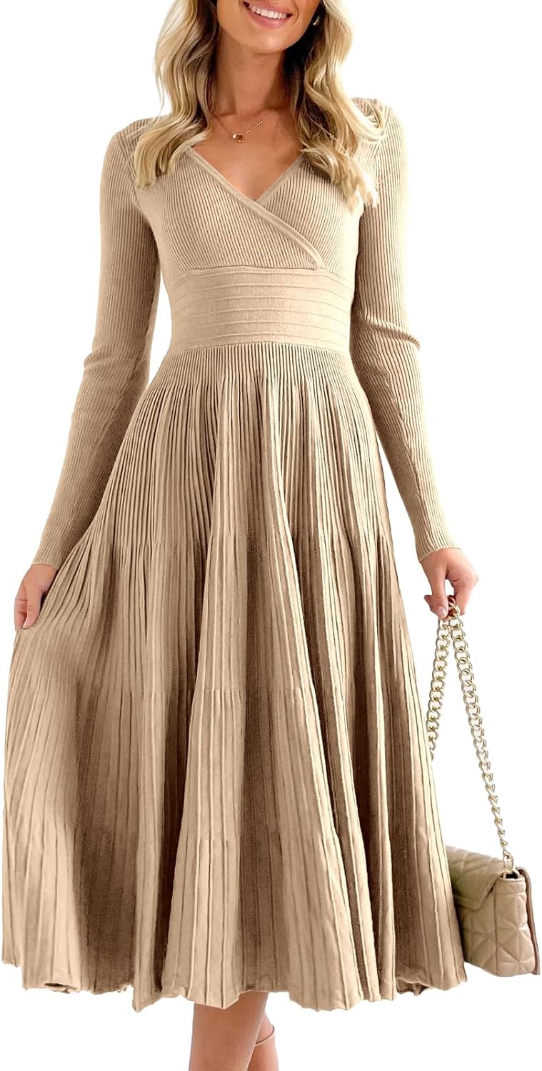 Saodimallsu Womens Long Sleeve Midi Sweater Dress for Elegance