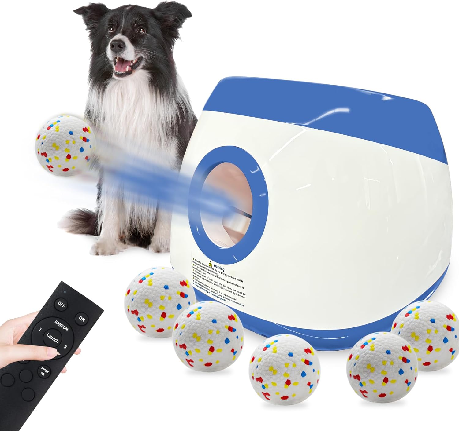 SOCO Automatic Ball Launcher for Dogs with 6 Tennis Balls