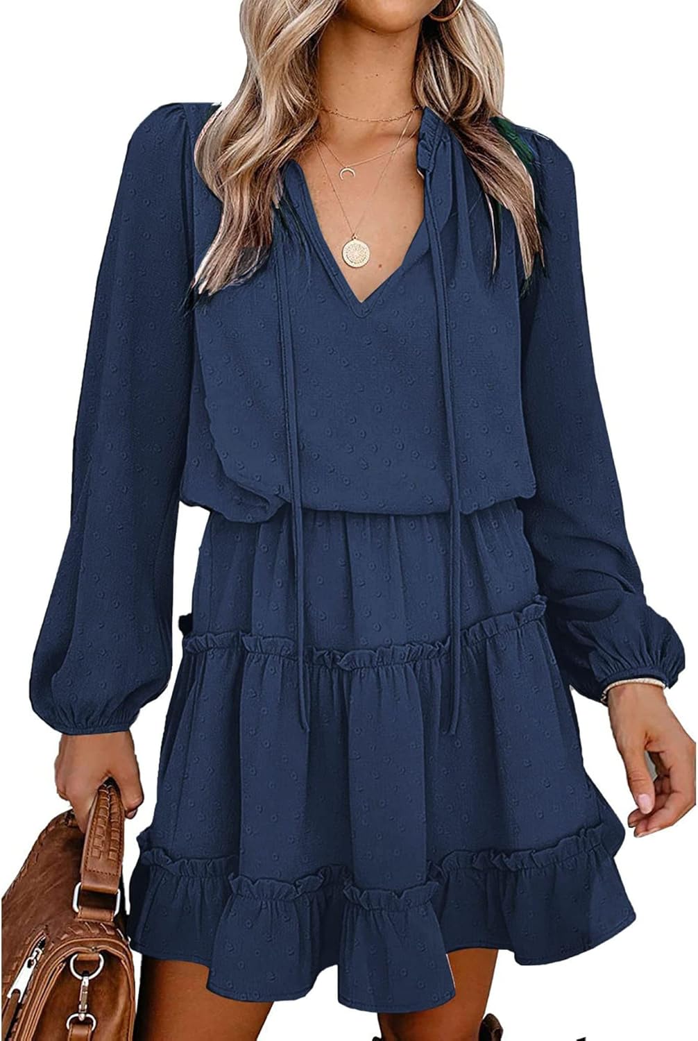 BTFBM Long Sleeve Fall Dresses for Women - Stylish Mini Dress