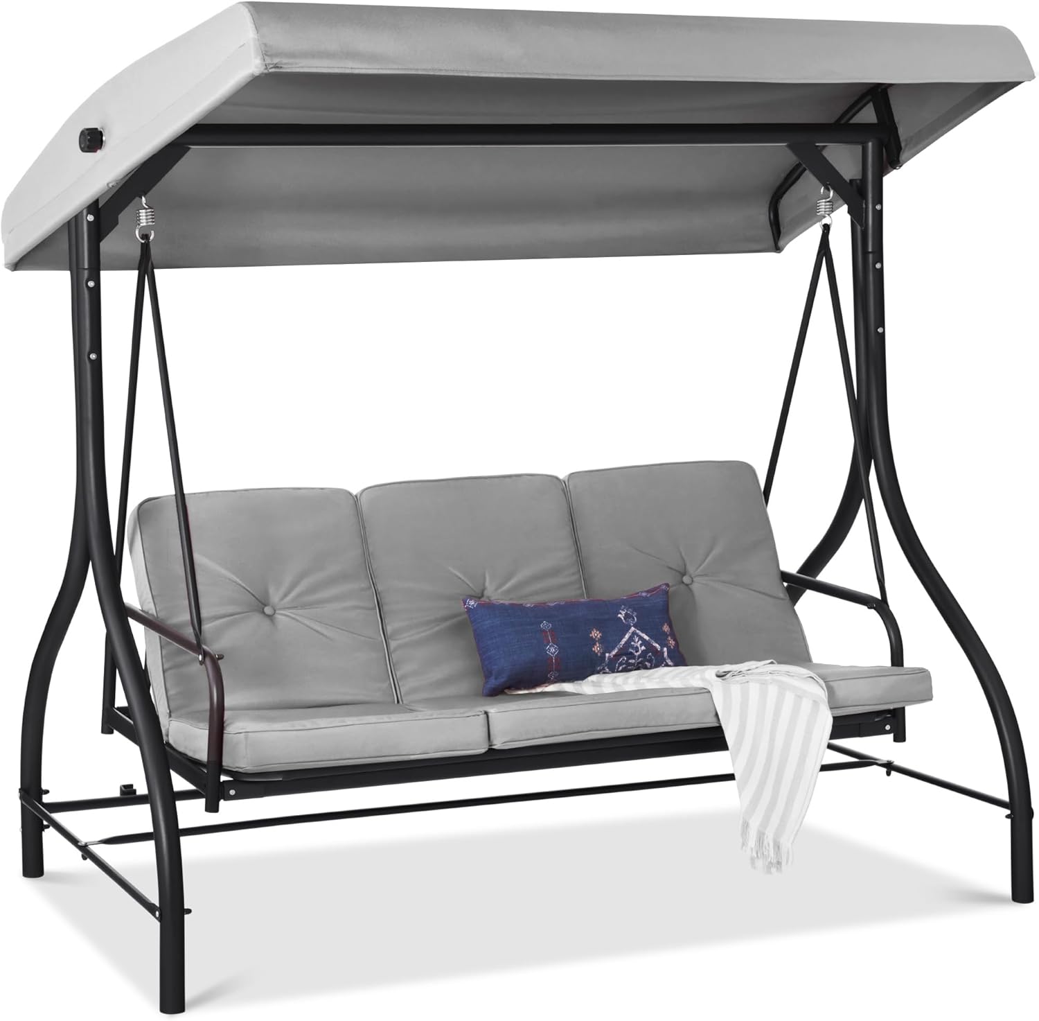 3-Seat Outdoor Canopy Swing Glider for Relaxation and Comfort