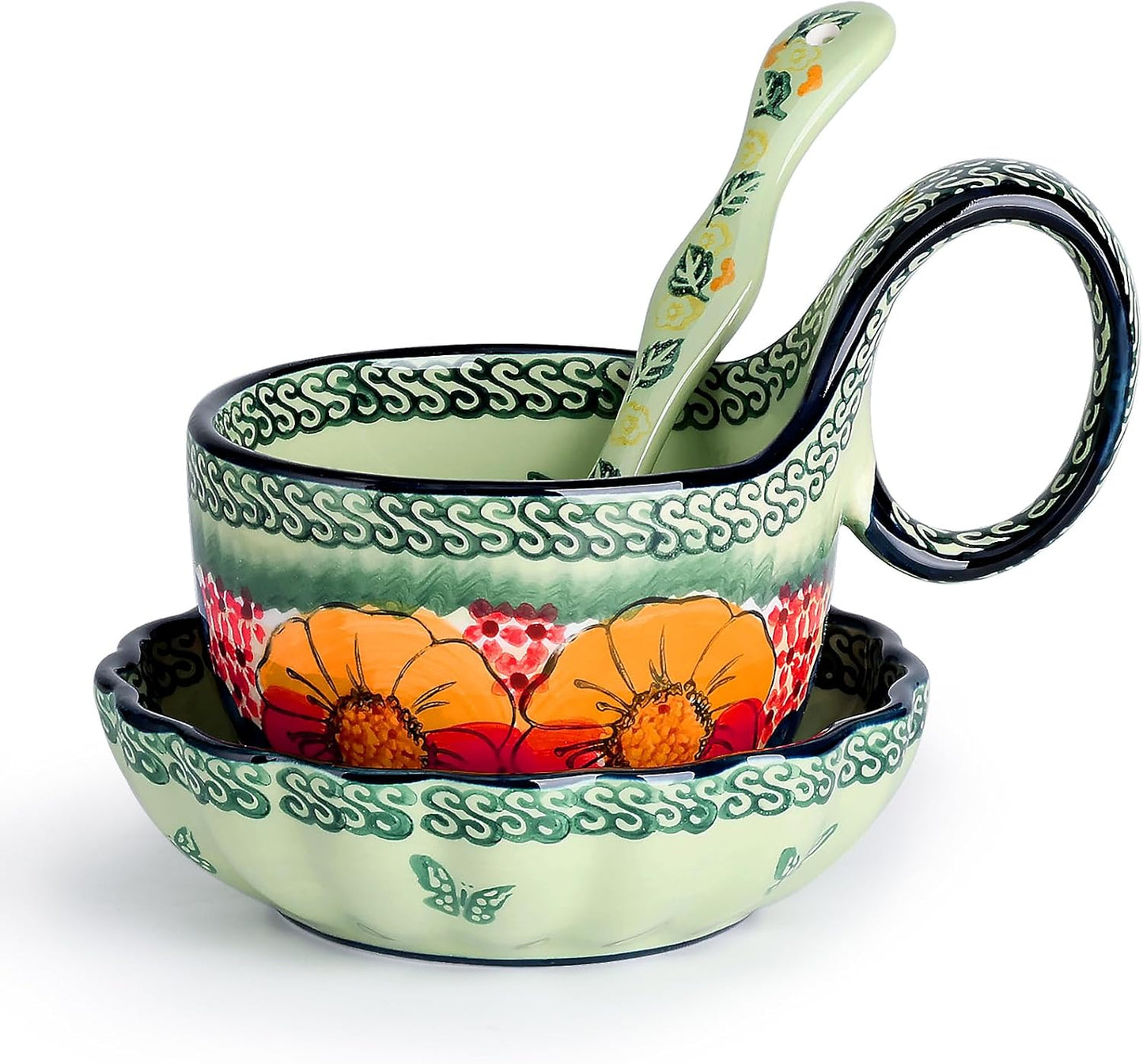Handmade Loop Handle Soup Bowl Set for Elegant Dining Experience