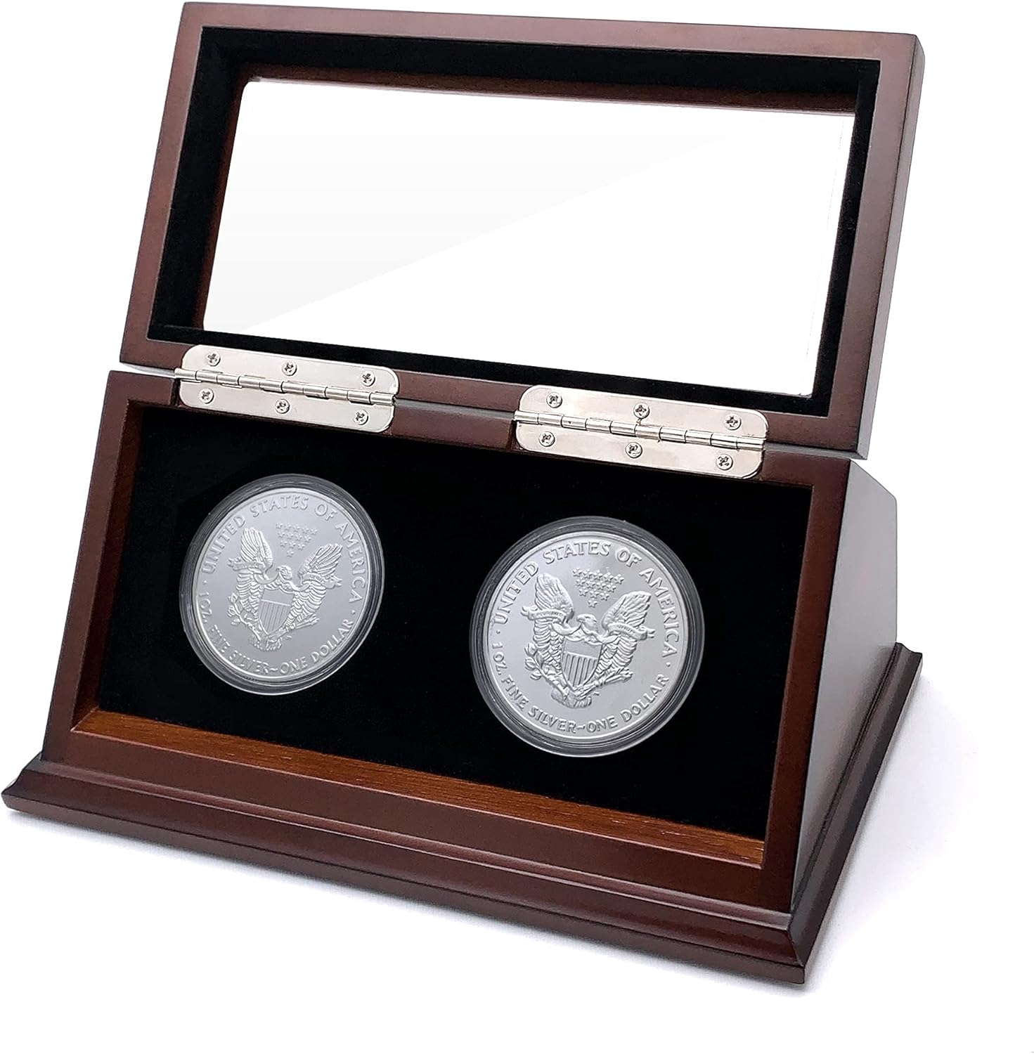 Challenge Coin Display Case for 1.5-1.75 Inch Coins - Walnut