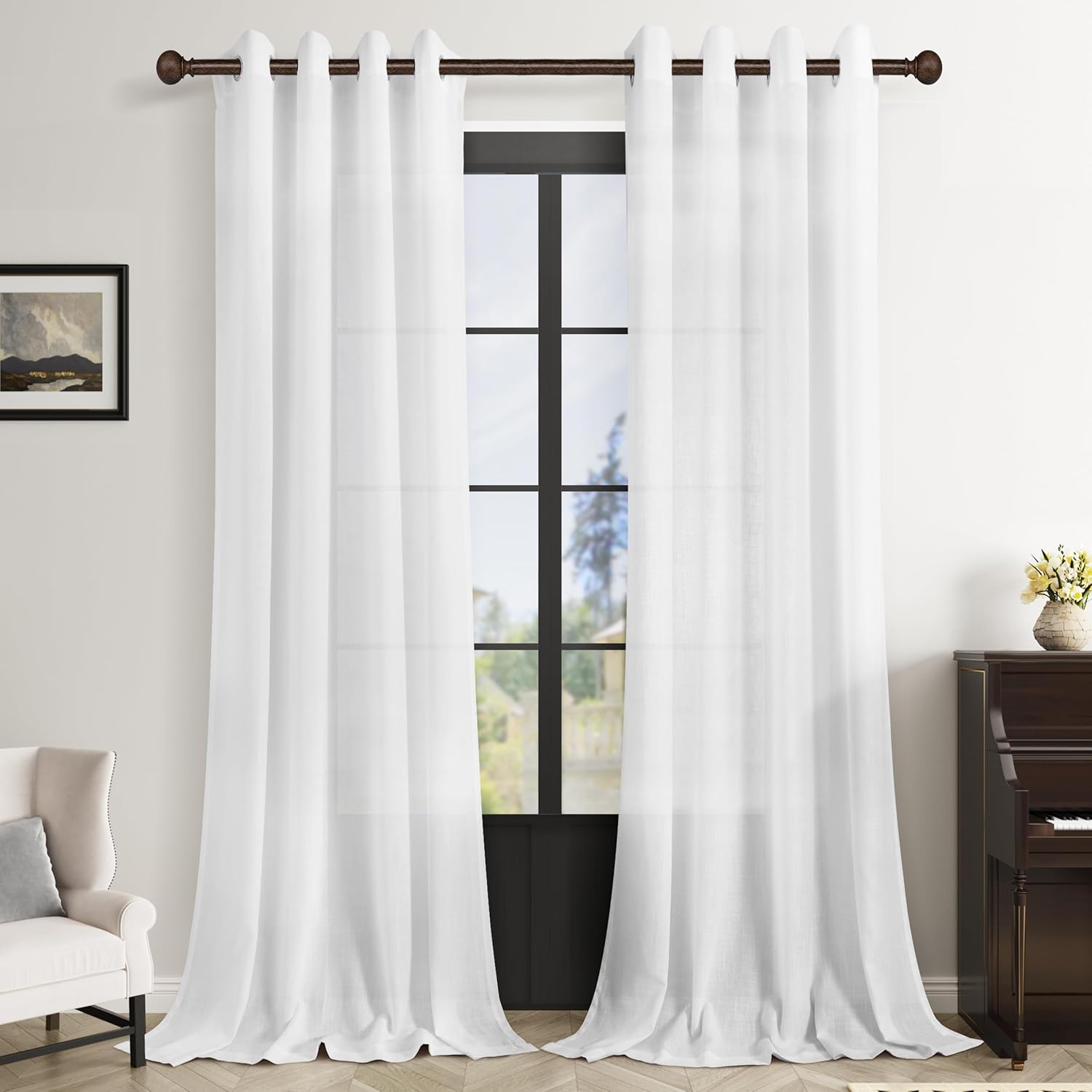 Elegant White Curtains 90 Inches Long for Living Room Decor